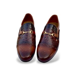 Ostrich Print Brown Gaiters